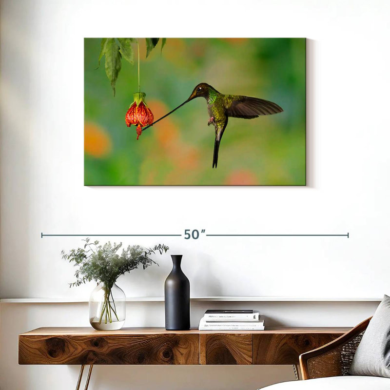 Hummingbird Eating Nectar, 24" H x 36" W