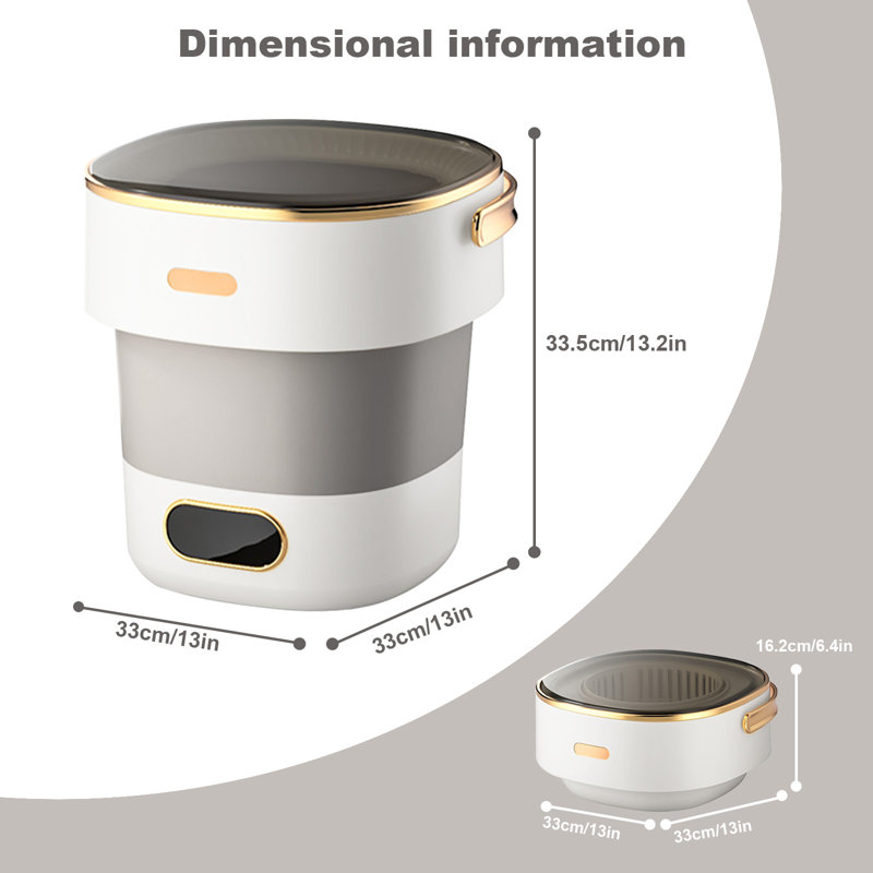 Machine à laver portative avec essoreuse, machine à laver pliante entièrement automatique 13l, Blanc / Gris