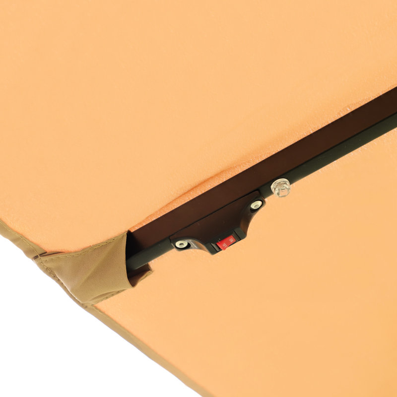Fade - Parasol double pour patio - Manivelle pratique taupe 15 x 9 pi