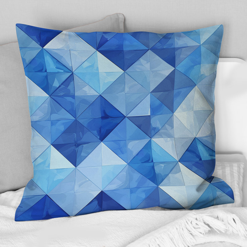 Bleu moderne Rhombus II - coussin décoratif moderne, H 18 po x l 18 po