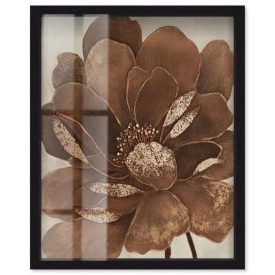 Décoration murale bohème en bronze doré à motif floral Boho par Art Remedy, cadre noir, 24 x 30