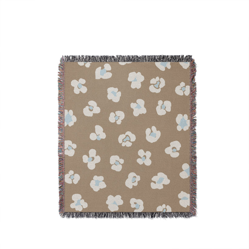 Jeté en coton Cheetah, Beige Bleu, 60 x 60