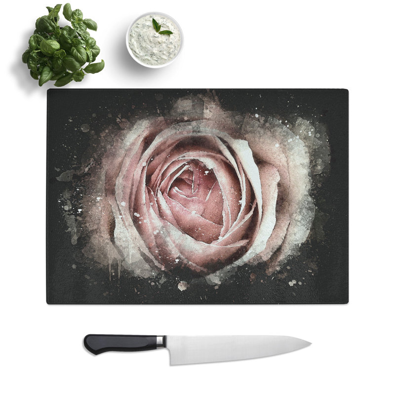 Rose Flower Vol.3 Paint Splash Chopping Board, 0.4cm H x 20cm W x 28.5cm L