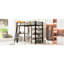 Élégant lit mezzanine en métal avec tablettes à 3 niveaux et bureau - Tableau blanc beauté moderne classique