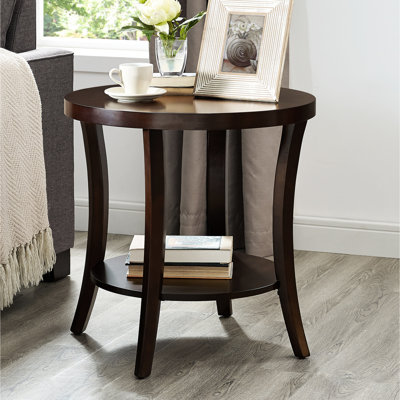 Table de bout ovale à tablette avec plateau en placage de bois de bouleau riche et disposition supplémentaire de 23 po de largeur x 23,5 po de hauteur, surface contemporaine de l 23 po x P 23,5 po
