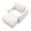 Lit simple en chenille avec lit de nuit moderne et confortable, fauteuil rembourré beige, chaise longue assortie en tissu teinté pour faire la sieste, espace confortable et décoratif