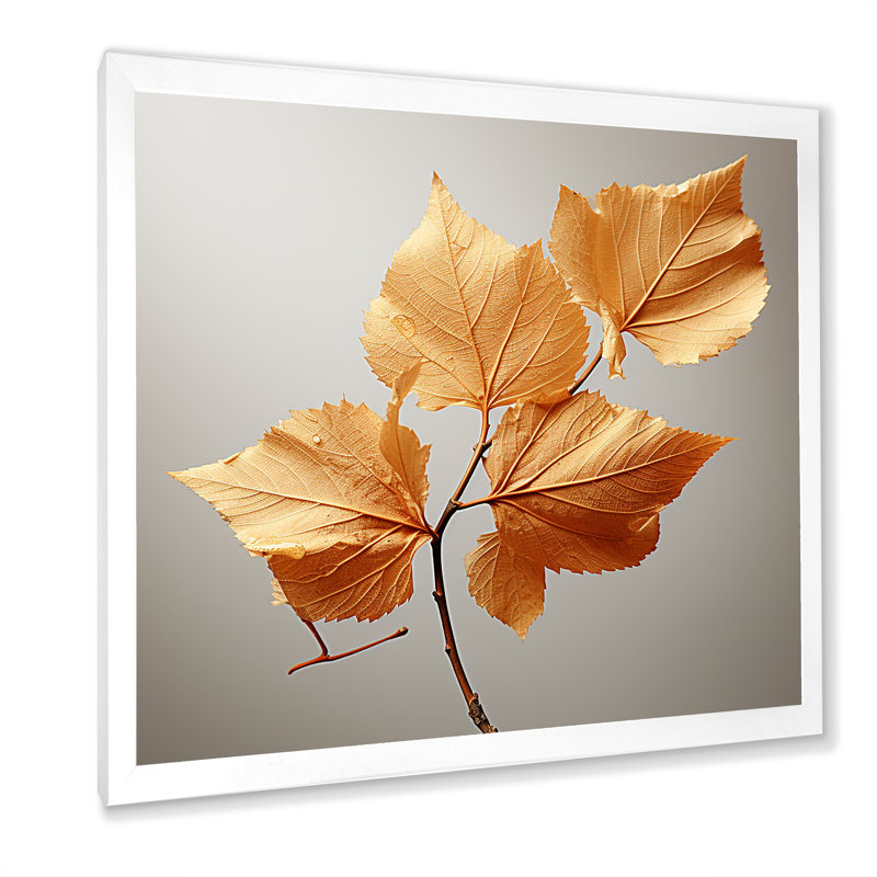 «Copper Leafy Abstractions I», reproduction sur toile, H 36 po x l 36 po x P 1,5 po, Cadre simple blanc