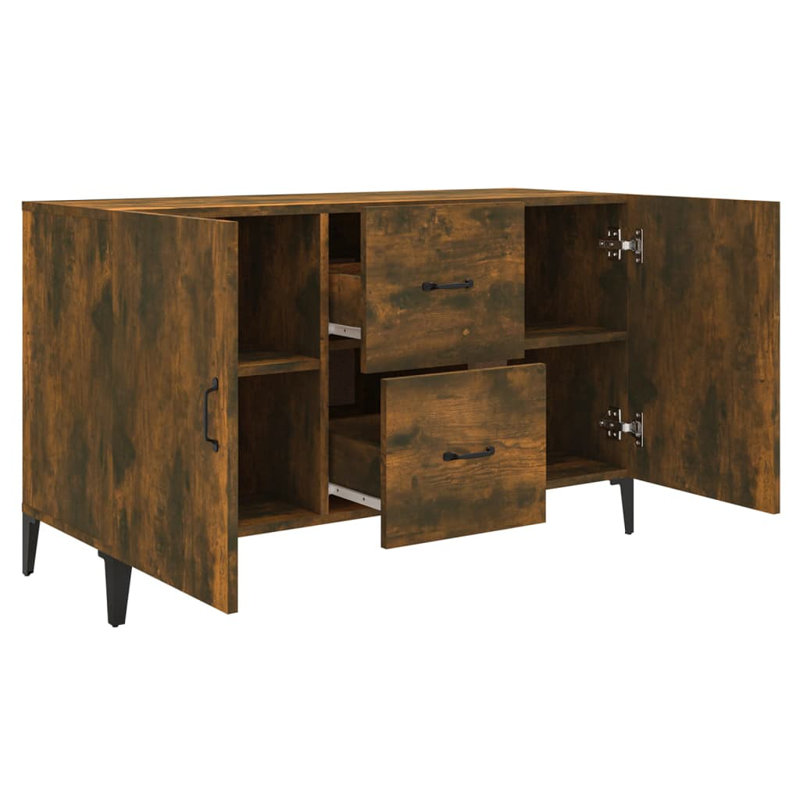 Buffet console avec rangement pour bois d'ingénierie, Chêne fumé