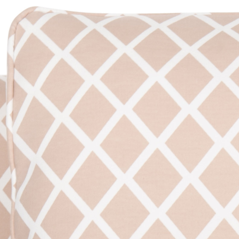 Upholstered Armchair, Peach Pink/White Polyester Blend