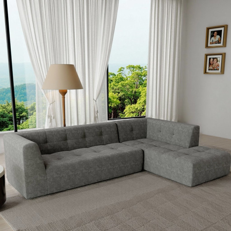 Canapé modulaire en chenille 112,2 po, Gris chenille