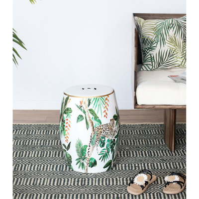 Tabouret en céramique de 13 po x 13 po x 18 po Jungle