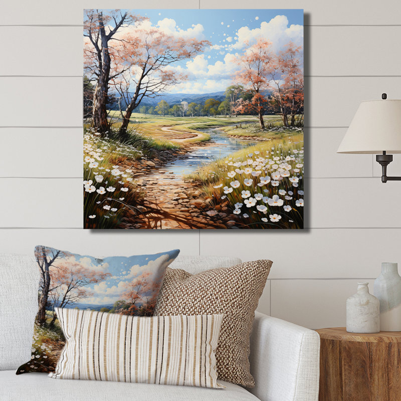 Dogwood Field Pointillism Collage II - impression, H 16 po x l 16 po x P 1 po, Toile tendue