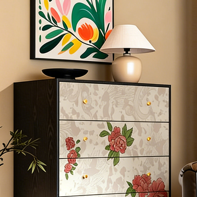 Commode de rangement à 5 tiroirs Vintage Floral