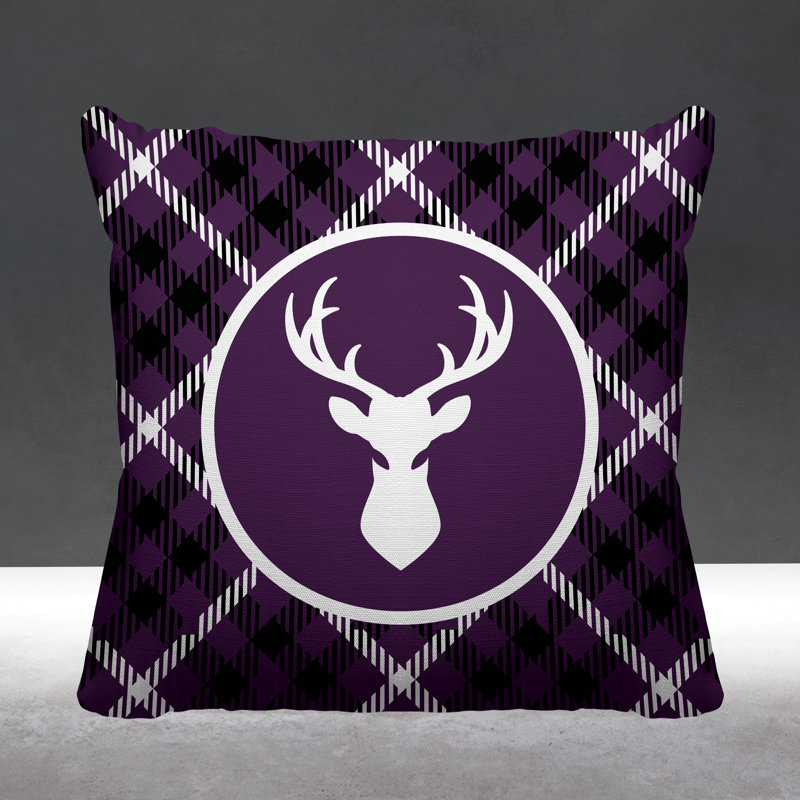 Coussin décoratif intérieur / extérieur Tartan Reindeer, L 19 po x H 19 po, Mauve