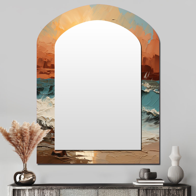 Bold Beach Sunset Scenery I - miroir unique asymétrique Coastal Sunset, 43 po x 33 po