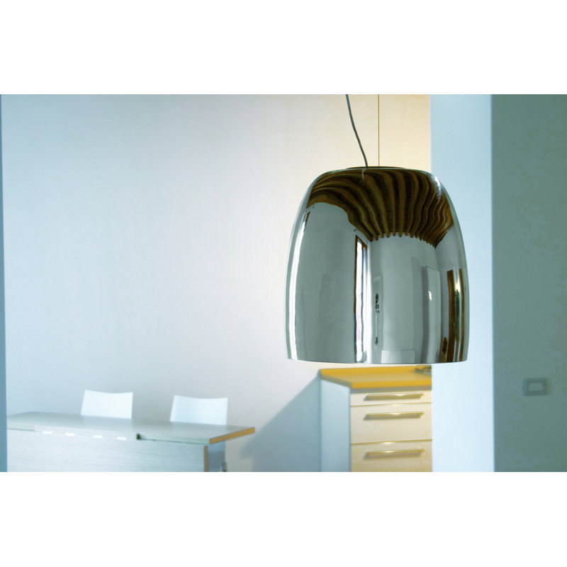 1 - Light Matt White LED Dome Pendant, Mirror/White, 200cm H x 30cm W x 30cm D, Yes