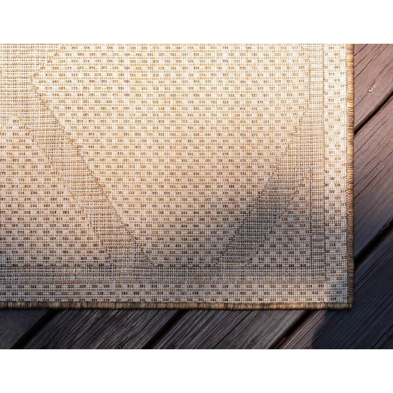 Easy-Care Diamond Brown Synthetic 5' x 8' Outdoor Rug