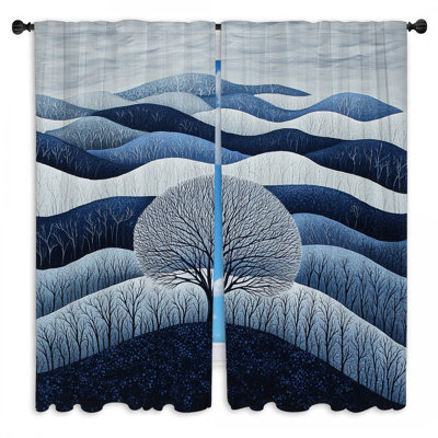 Hiver, rideaux de fenêtre, rideaux décoratifs japonais, 2 panneaux