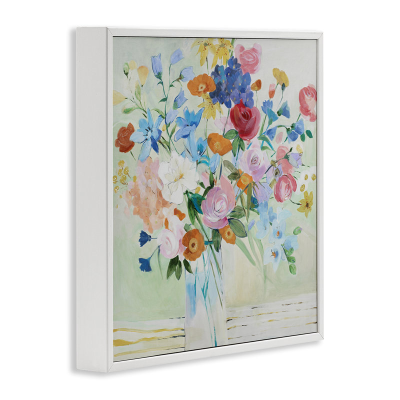 Fleurs abstraites aux couleurs mélangées, estampe numérique de la collection Lorenzo, H 24 po x l 24 po