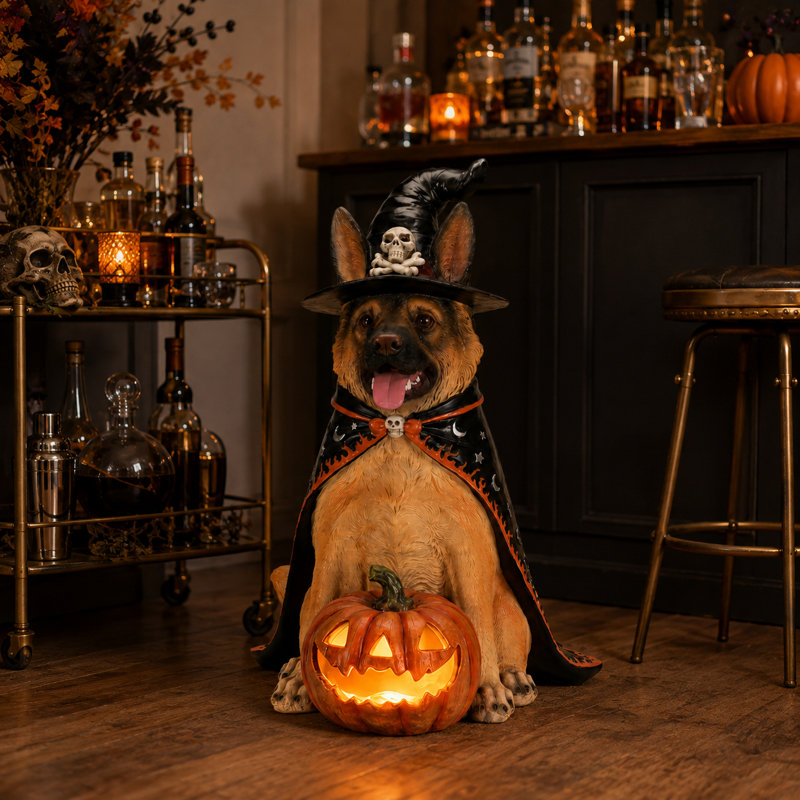 Statue de berger allemand Halloween