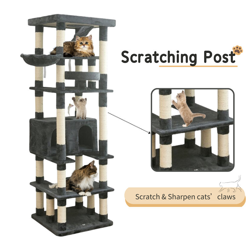Dugaid 74.8'' H Cat Tree, Deep Gray/White