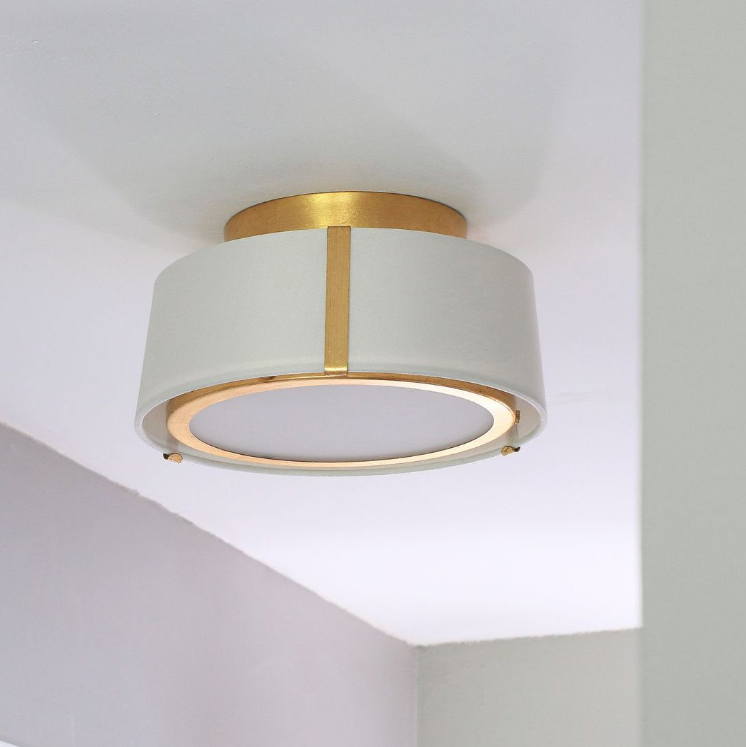 Marietta 2-Light Flush Mount, Antique Gold, Gold/White