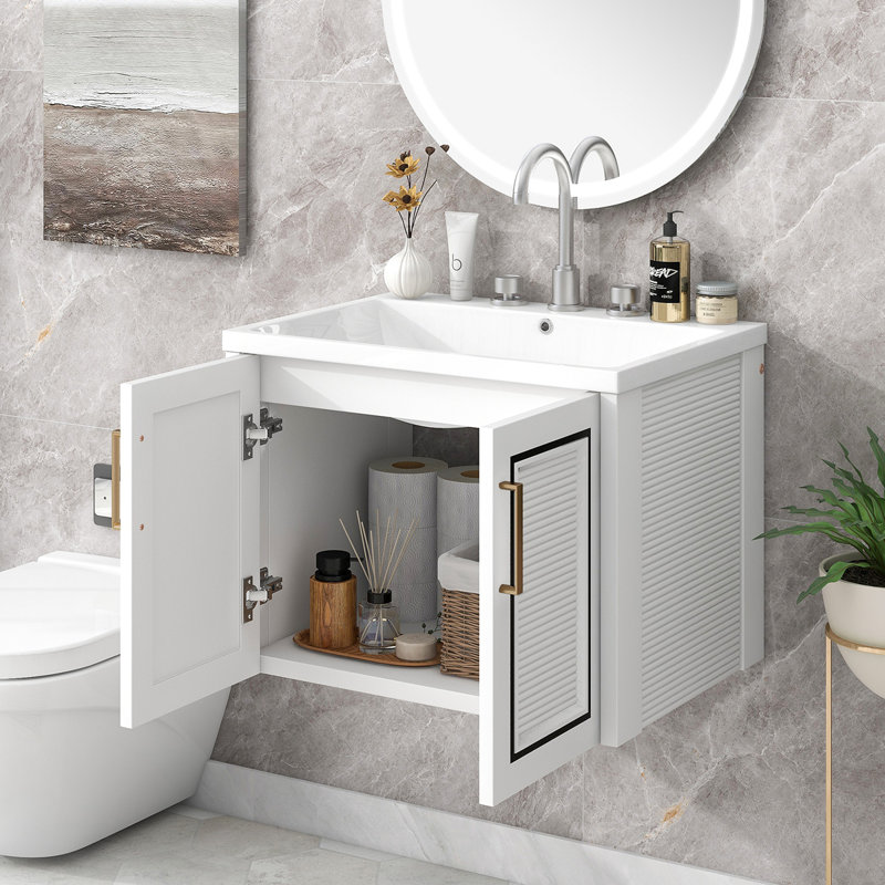 Meuble-lavabo mural avec lavabo en céramique