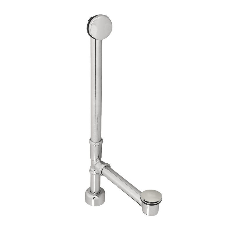22" 17 Gauge Brass Tip-Toe Bathtub Leg Drain Assembly with No-Hole Overflow, Polished Chrome