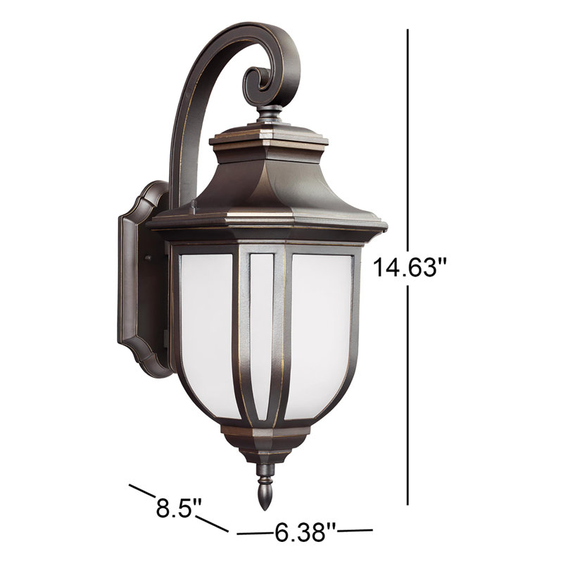 Lanterne murale d'extérieur Carterton, H 14,63 po x l 6,38 po x P 8,5 po, Bronze antique, Oui