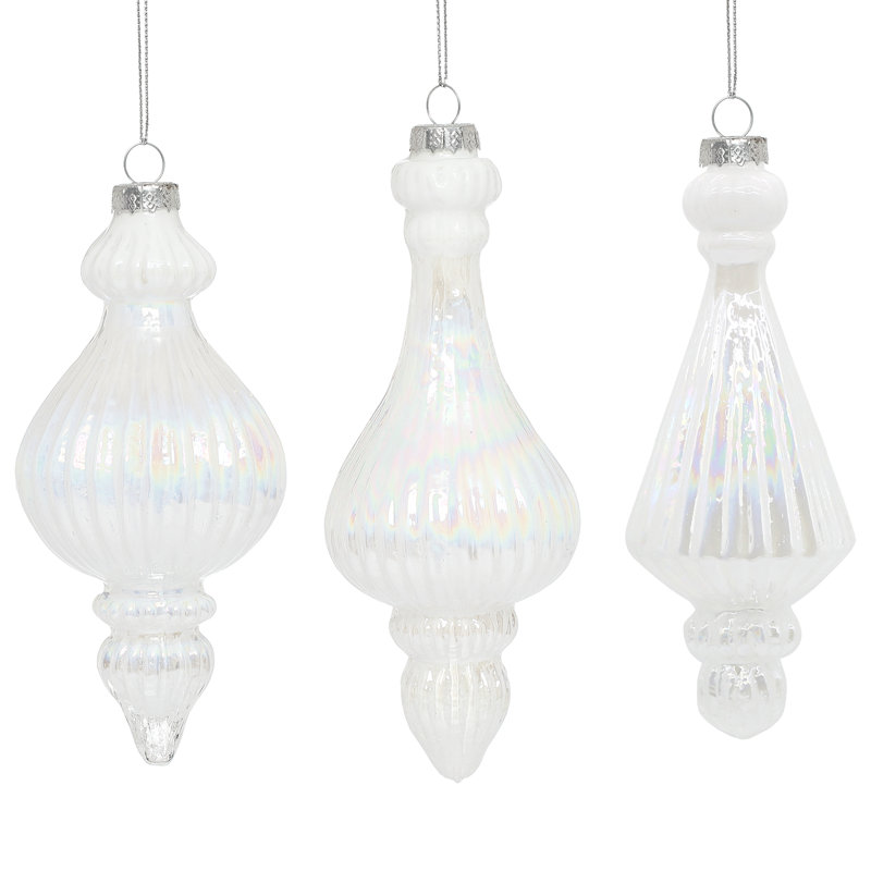 Iced  Teardrop Ornament - 5 To 6 Inches Set Of 6