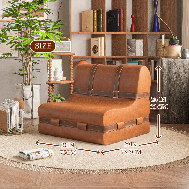 Faux Leather Refillable Bean Bag Lounger