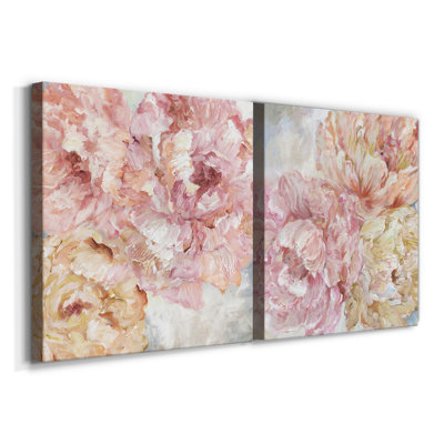 Contemporary Peony I - ensemble de 2 reproductions d'art sur toile tendue