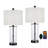 Quinita 23.25" Modern Glam MCM Glass And Metal Table Lamp Set ( With USB) - Funky Modern Accent Table Lamps for Bedroom Bedside/Nightstand, Living Room & Desk-1966762755