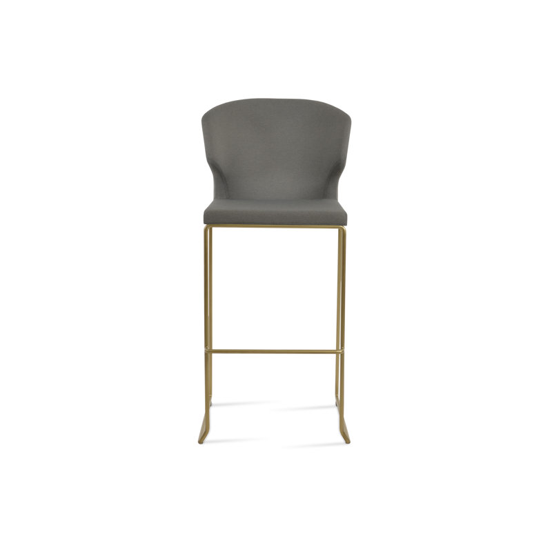 Tabouret de bar et de comptoir empilable Amed, gris, Laiton, Tabouret de comptoir (siège d'une hauteur de 24 p