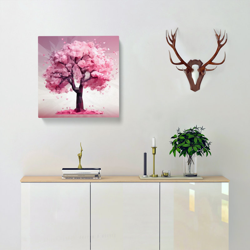 Cherry Blossom Tree Polygon - No Frame Print, 35cm H x 35cm W x 3cm D