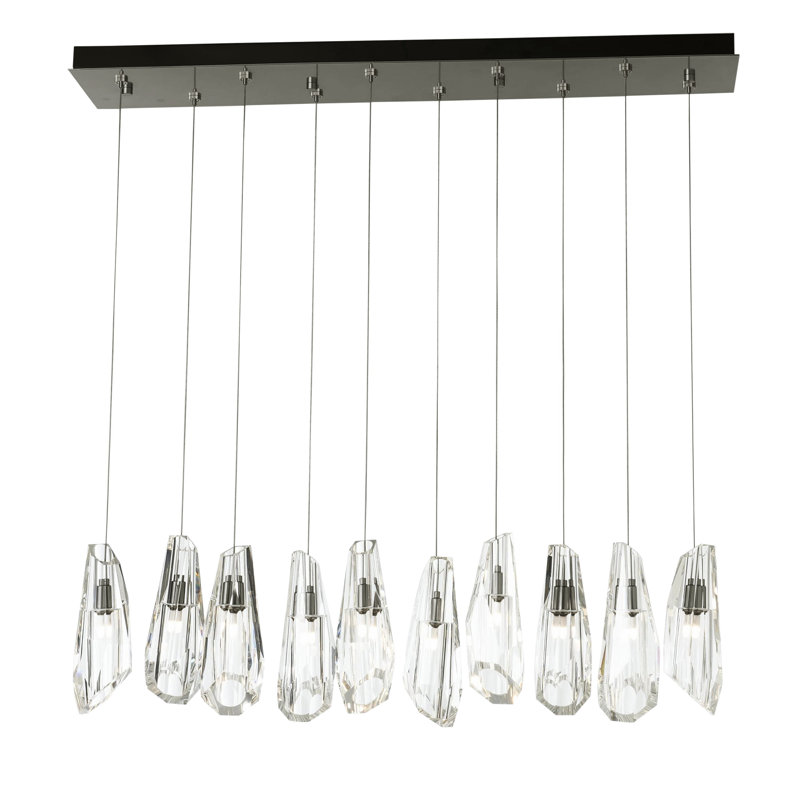 Luma 10 - Light Crystal Pendant, Natural Iron, 130" H