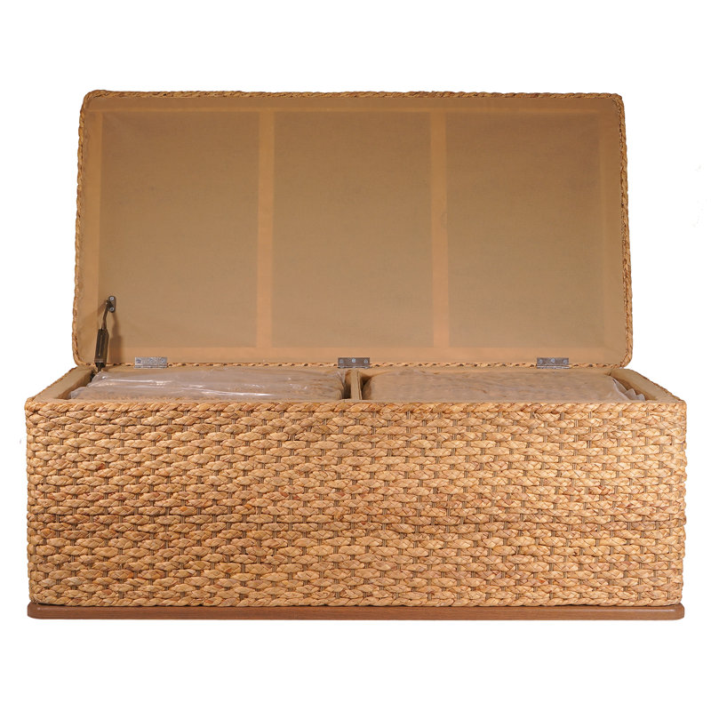Rattan Coffee Table with Stools & Storage