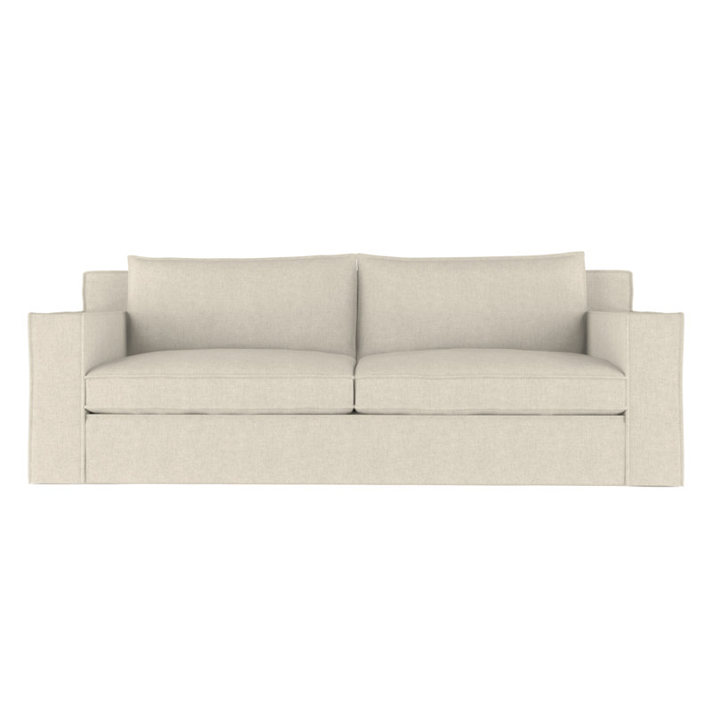 Mulberry Square Track-Arm Sofa with Flange Seam, Box Weave Linen Silver Streak, 33" H x 108" W x 45" D, Weathered