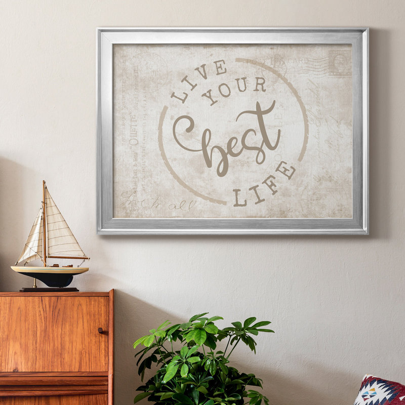 " Best Life ", 18.5" H x 24.5" W x 1.5" D, Silver Framed Canvas, No Mat
