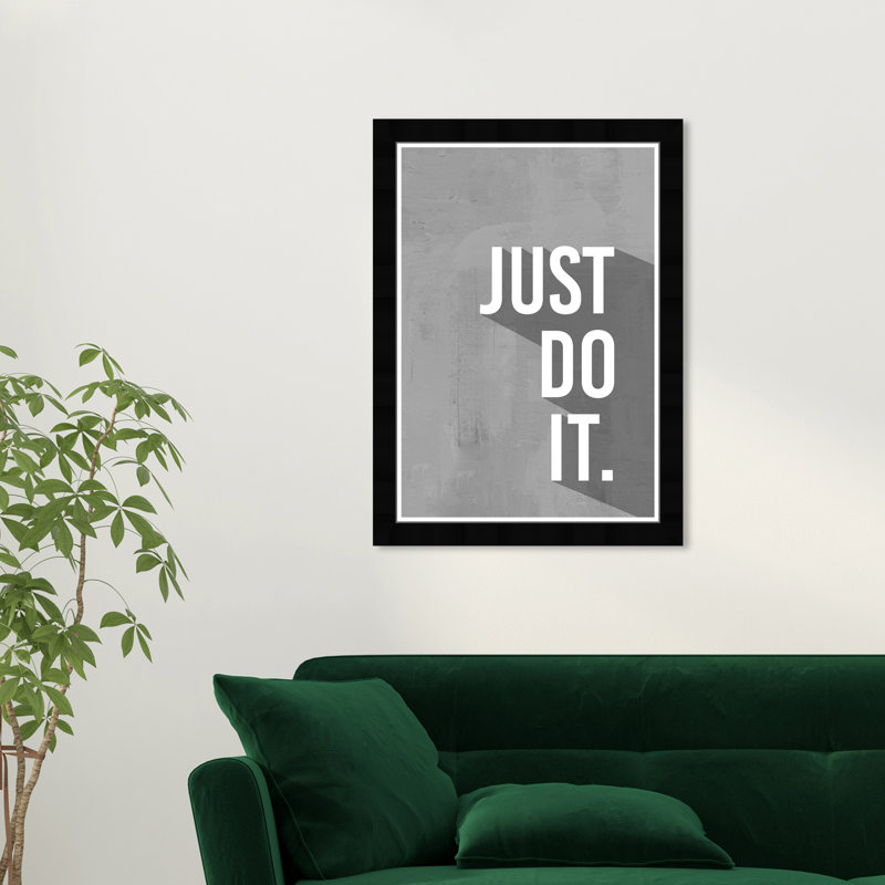 Typographie et citations, Just Do It, impression sur papier gris moderne, Cadre noir