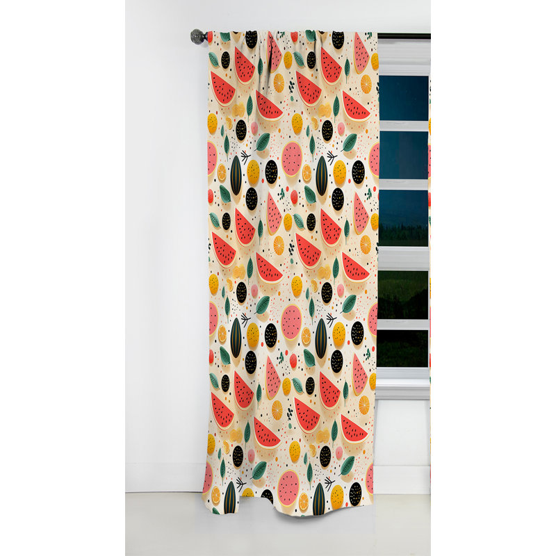 Midcentury Pastel Fruits Pattern I - Midcentury Geometric Blackout Curtain - 1 Panels, L 52 po x L 108 po