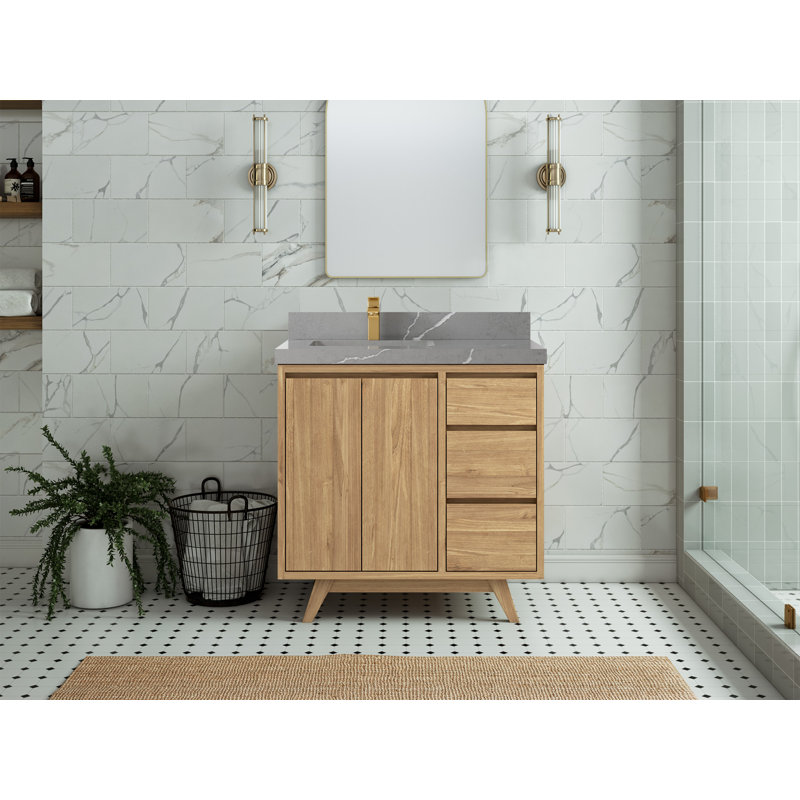 Ensemble de meuble-lavabo simple 36 po Kristynn, Gris Piatra