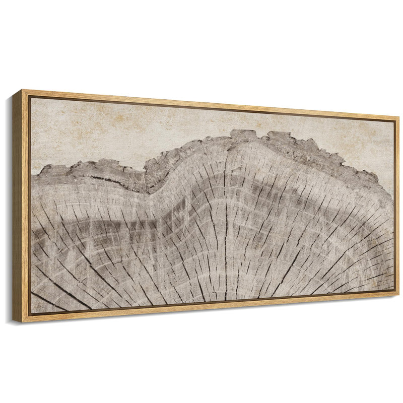 Tree Rings in Neutral Tones Modern Art Extra Large Artwork Print Wall Art, 30" H x 60" W, Natural