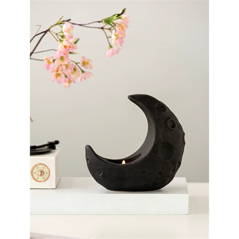 5.3'' H Ceramic Tabletop Candlestick, Black