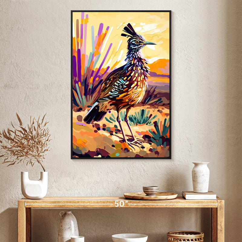 Roadrunner du désert, Cadre flottant noir, 27 po x 40 po