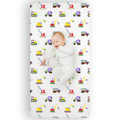 Wildkin Kids 100% Microfiber Crib Sheet – Soft, Breathable Fitted Sheet - Under Construction