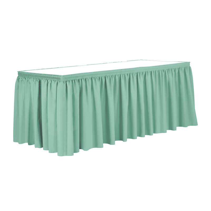 Ultimate Textile 7 Ft. Shirred Pleat Polyester Table Skirt - 42" Bar Height, Cobalt Blue, Mint, 36" L x 252" D