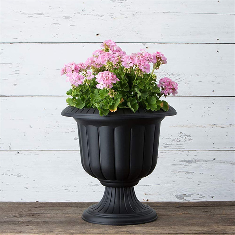 Tralee Neoclassic Resin Urn Planter , 19" H x 19" W x 19" D, Black