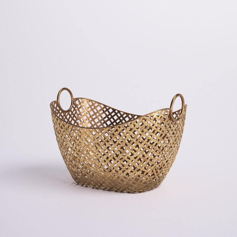 Gold Handle 2 Piece Storage Basket Solution Set