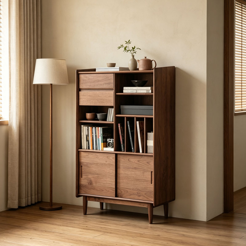 Solid Wood Bookcase, Marron foncé